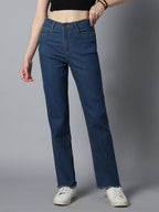 High Star Women Straight Fit High-Rise Clean Look Stretchable Jeans