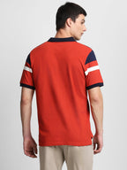 Dennis Lingo MenS Cotton Red Colorblocked Polo T-Shirt
