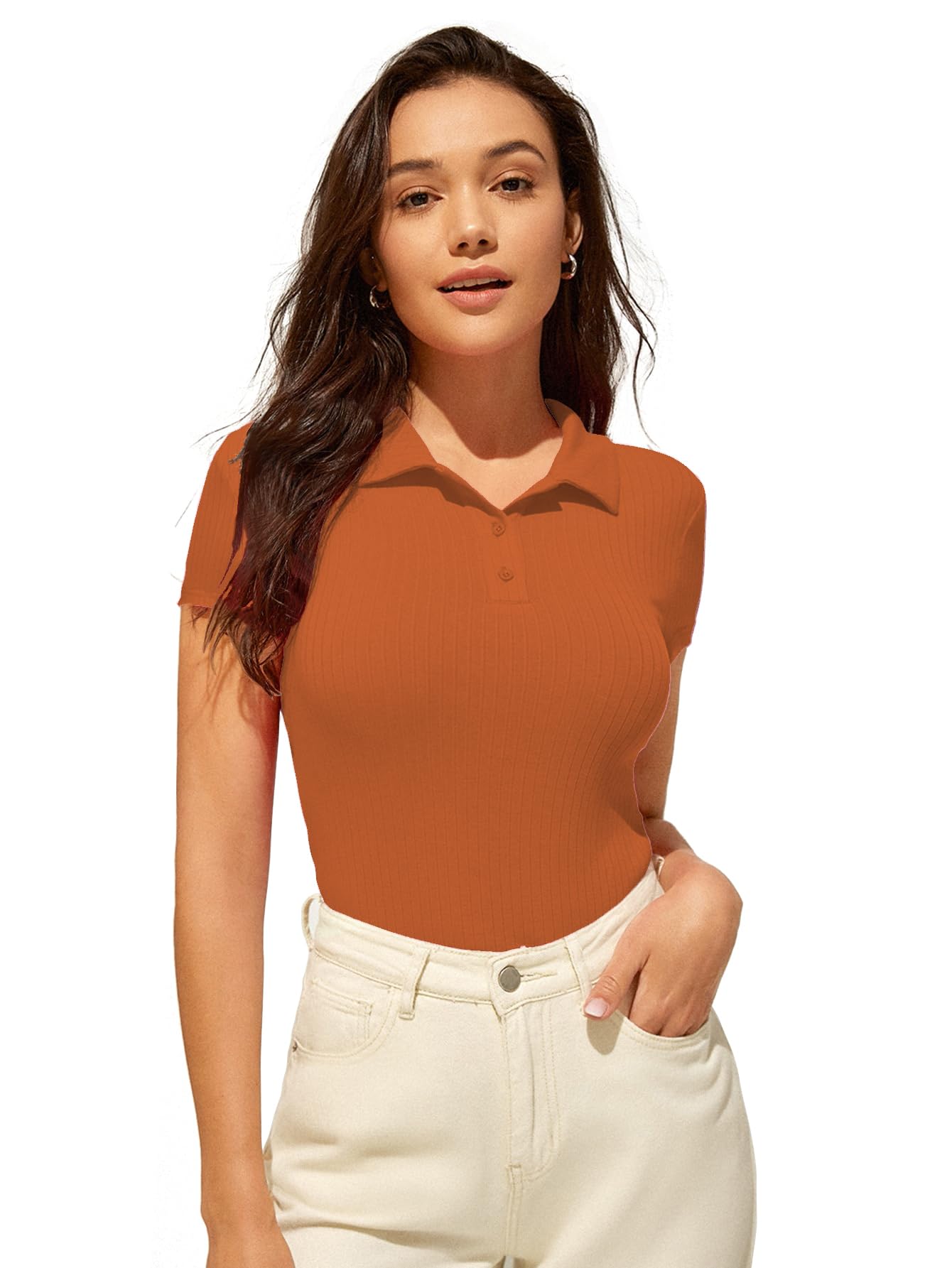 Sugathari Womens & Girls Rust Orange Short Sleeve Top for Women Tops T-Shirts for Girls (TOP 44 Rust XS)