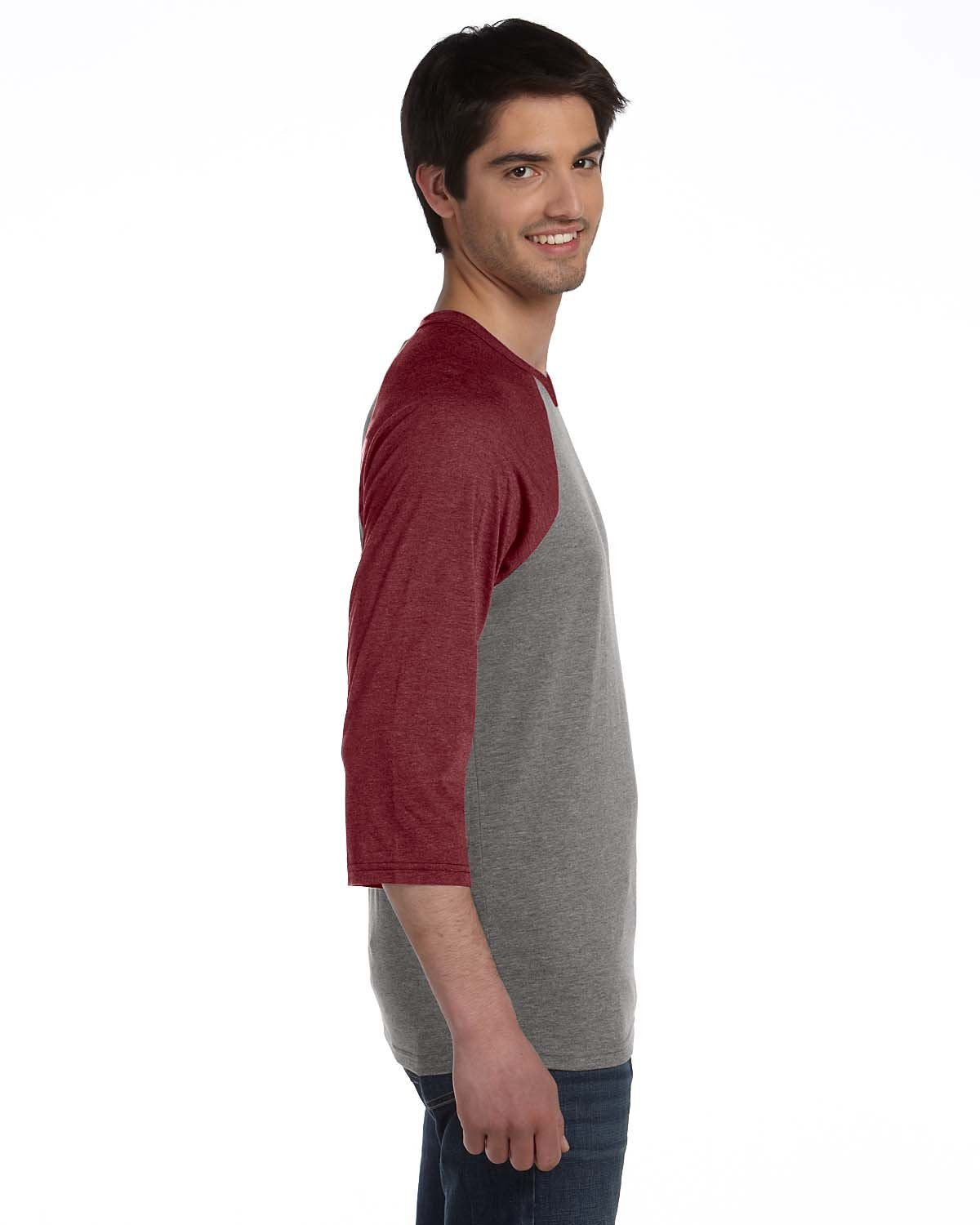 Unisex 34-Sleeve Baseball T-Shirt - gRY cHR BLK TRB - S(D0102H7WgEX)