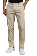 Men Beige Textured Flat Front Casual Trousers