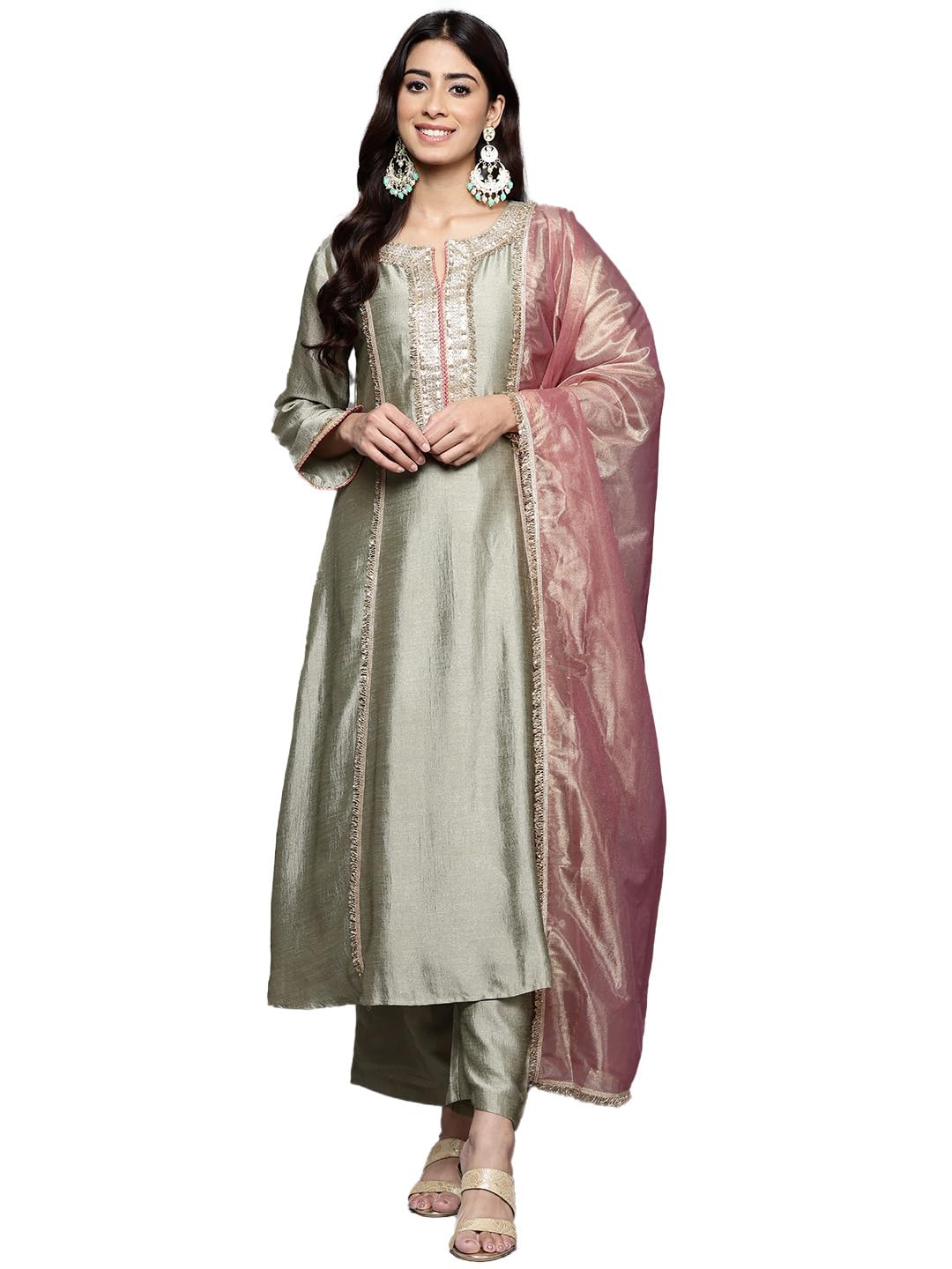 Varanga Women'S Silk Blend T-Shirt (Rl24_Vskd32382_Vardup1996-M_Green