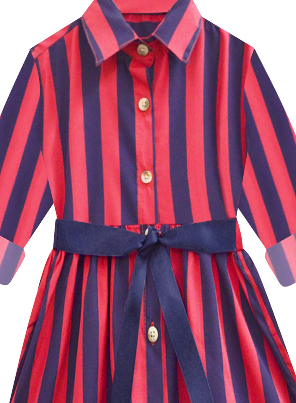A.T.U.N. Girls Shirt Dress Navy-Red
