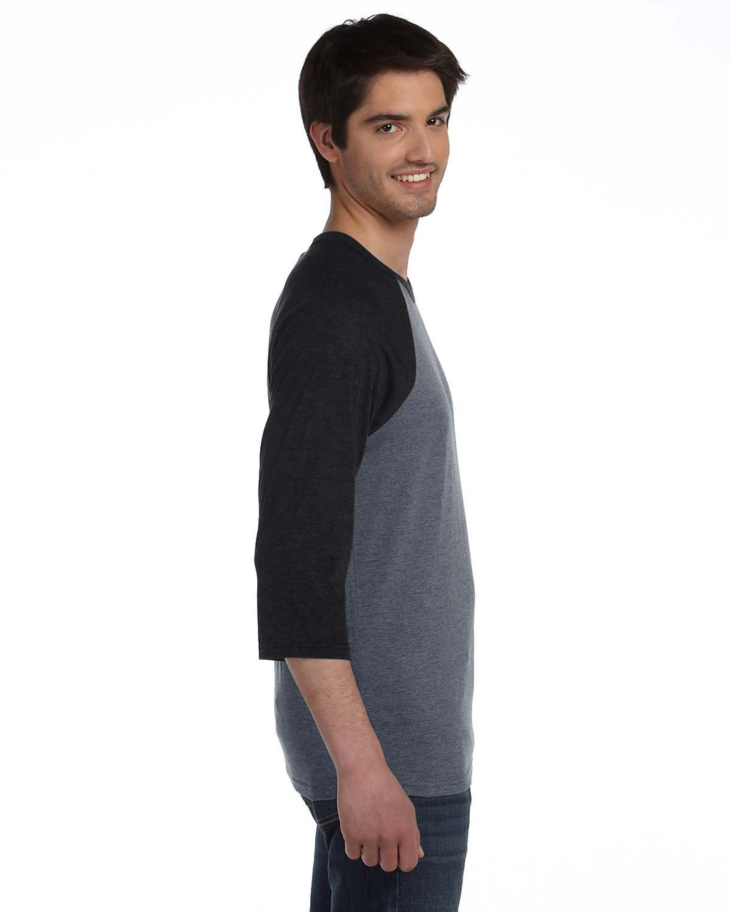 Unisex 34-Sleeve Baseball T-Shirt - gRY cHR BLK TRB - S(D0102H7WgQT)