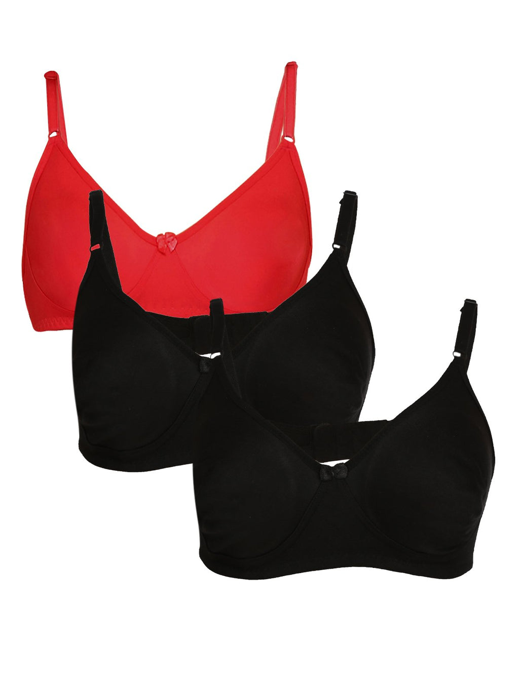 Clovia WomenS Pack Of 3 Cotton Rich Non-Padded Wirefree T-Shirt Bra In Multicolor (Combrc021_Multi-Coloured_38B)