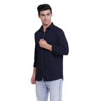 Turtle Men 100% Cotton Indigo Dark Blue Dobby Slim Fit Full Sleeve Casual Shirt