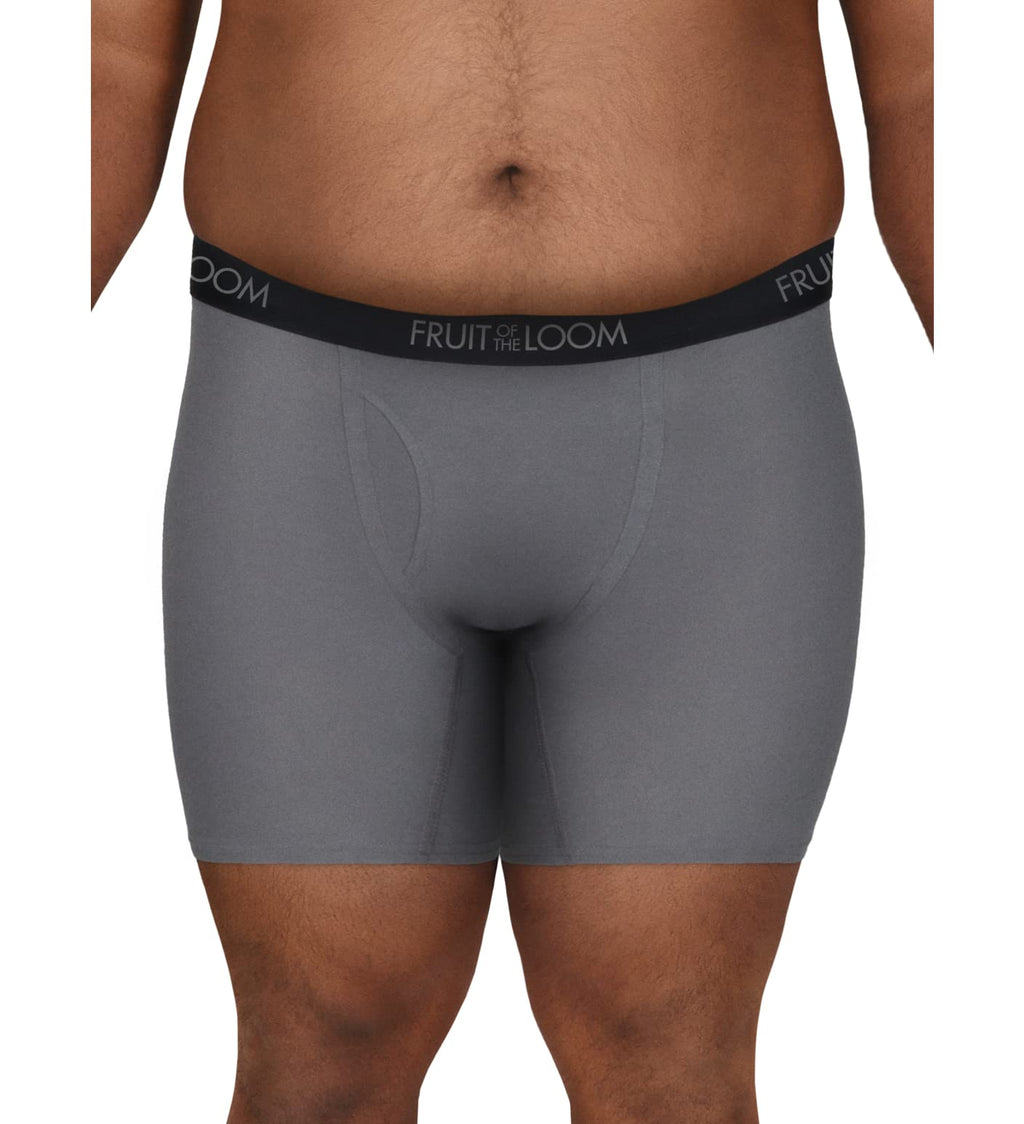 Fruit of the Loom mens Big and Tall Tag-free Underwear & Undershirts Boxer Briefs, Big Man - Cotton Stretch Boxer Brief -6 Pack
