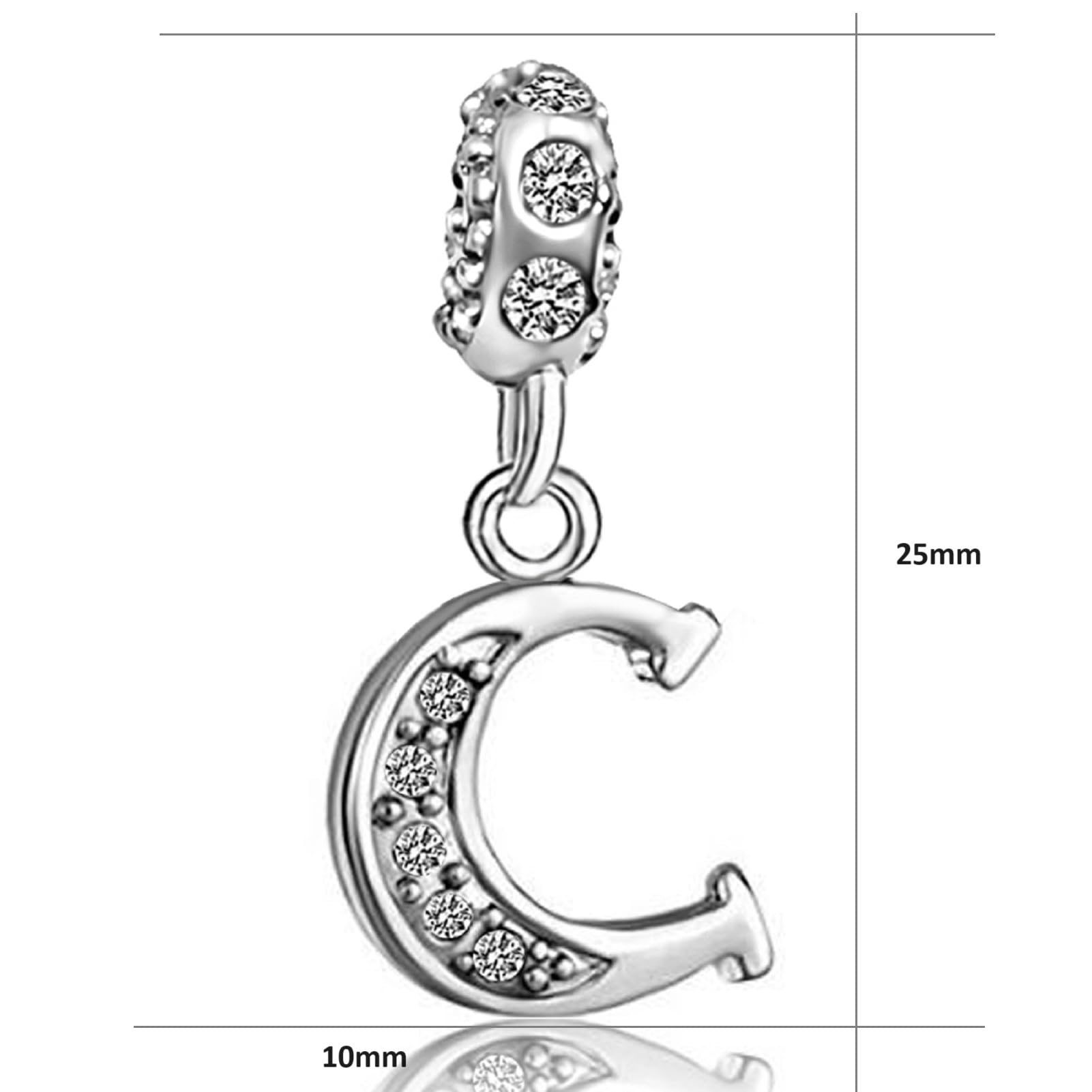 JMQJewelry C Letter C Initial Dangle C Alphabet Birthstone Valentine Christmas Graduation Womens Bead Charms Compatible with Pan