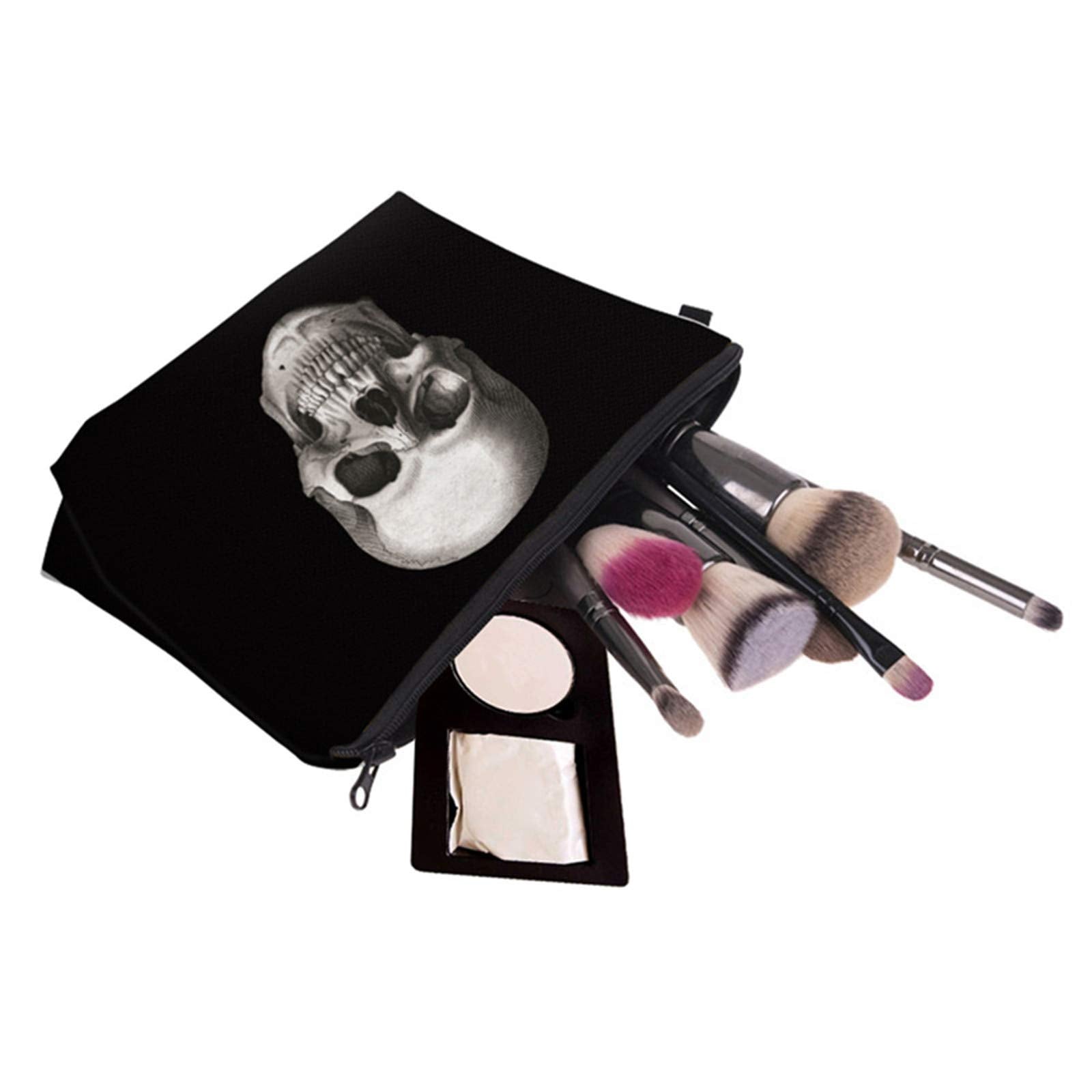 Deanfun Cosmetic Bag for Women, Skull 3D Printed Black Cool Makeup Bags Waterproof Travel Storage Toiletry Bag Accessories Gifts
