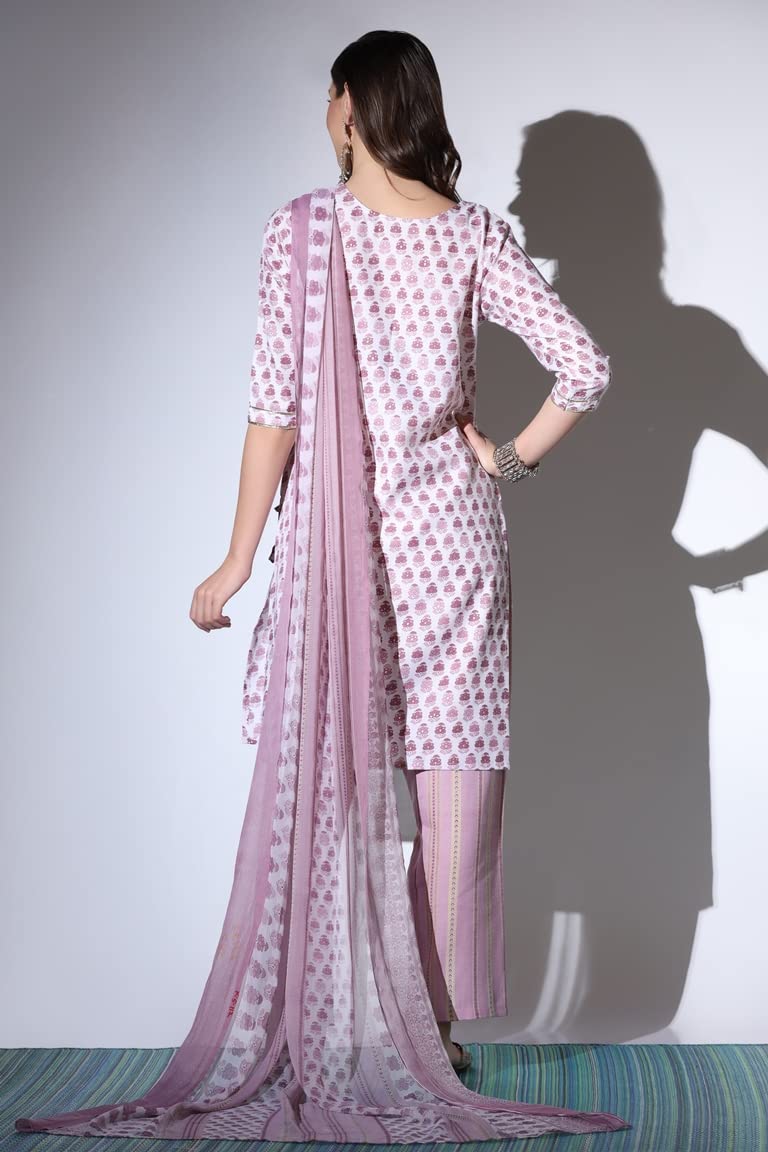 Leriya Fashion Kurti For Women | Cotton Blend Floral Foil Printed Ethnic Indian Kurtis For Women | Angrakha Style Neck With Dori & Button | Casual Kurta For Women | Gift For Girls