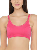 Clovia Womens Cotton Non-Padded Non-Wired Sports Bra (BR1304P14_Pink_S)
