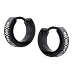 Unisex Biker Jewelry Small Halloween Skull Hoop Kpop Huggie Earrings For Men Women Teen Black IP Stainless Steel