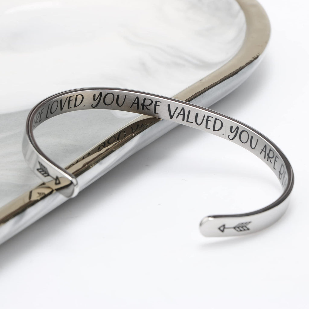 JoycuFF Inspirational Gifts for Women Teenage Friendship Cuff Bracelets for Women Birthday Gift Ideas Teen Trendy Stocking Stuff