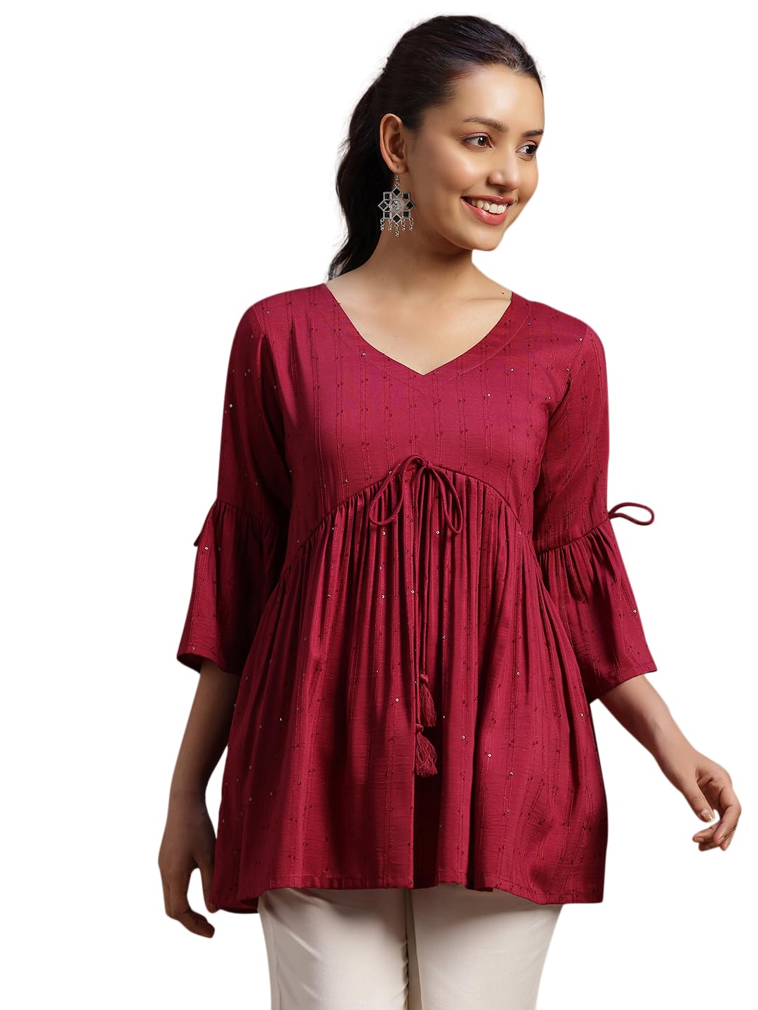 Libas WomenS Regular Kurti (29152_Burgundy