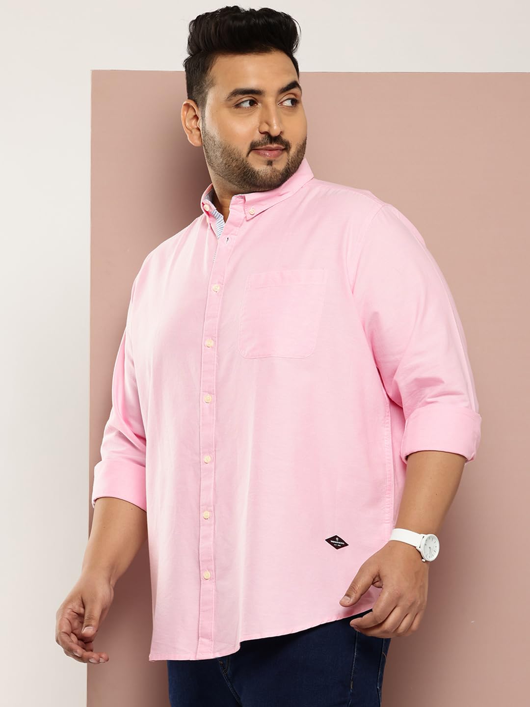 Thomas Scott Mens | Plus Size | Regular Fit | Long Sleeves | Button-Down Collar | Oxford Fabric | Casual | Shirts for Men (TS14