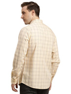 Turtle Men 100% Cotton Slim Fit Beige Casual Shirt