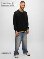 The Souled Store Originals : Tawny Men and Boys Long Sleeves V Neck Cotton Blend Oversized Sweatshirts
