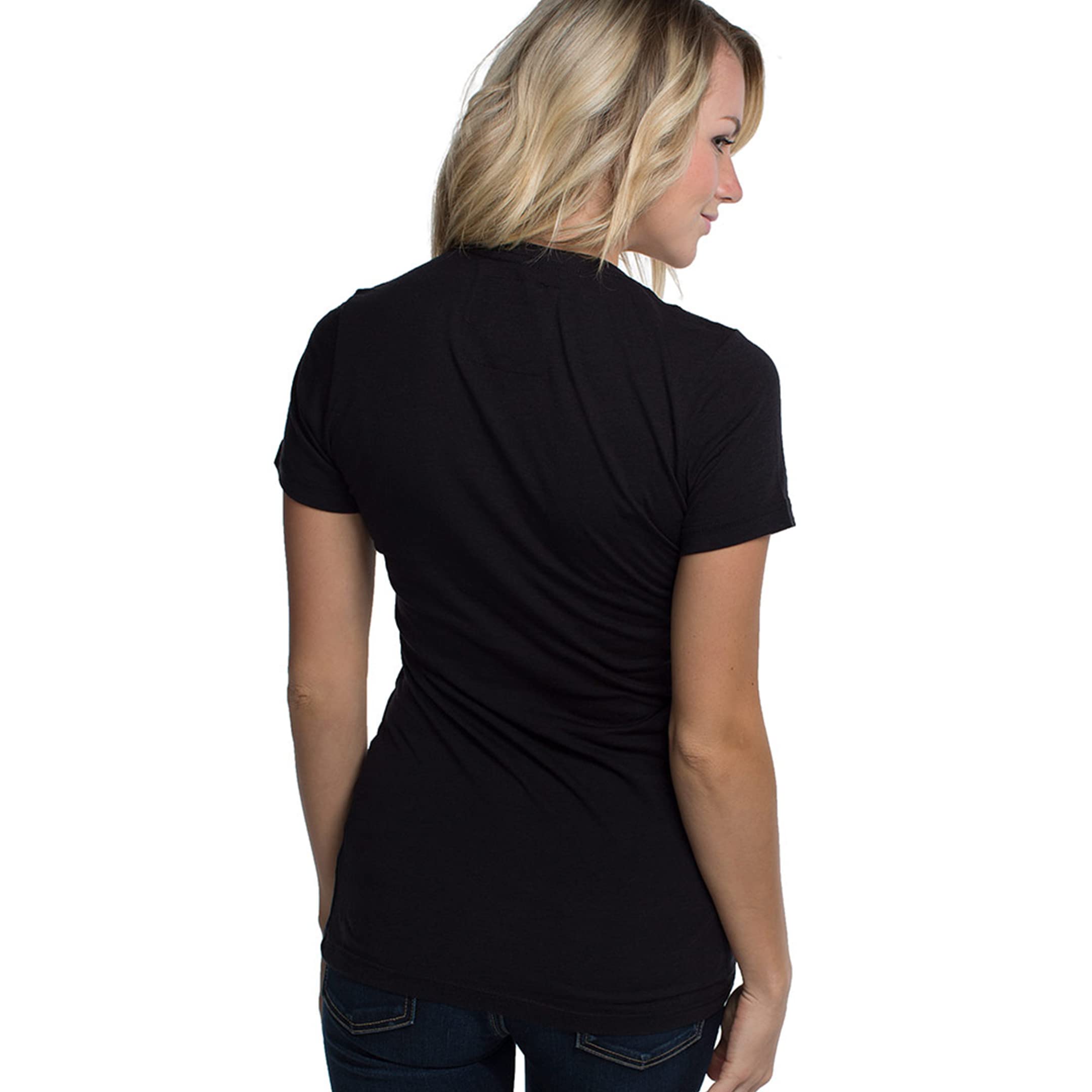 Bamboo V-Neck Tee - Black by Cariloha for Women - 1 Pc T-Shirt (2XL)