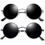 Joopin Round Sunglasses 2 Pack Small Circular Sun Glasses Polarized UV400 Circle Shades for Men and Women Halloween Costume (Bla