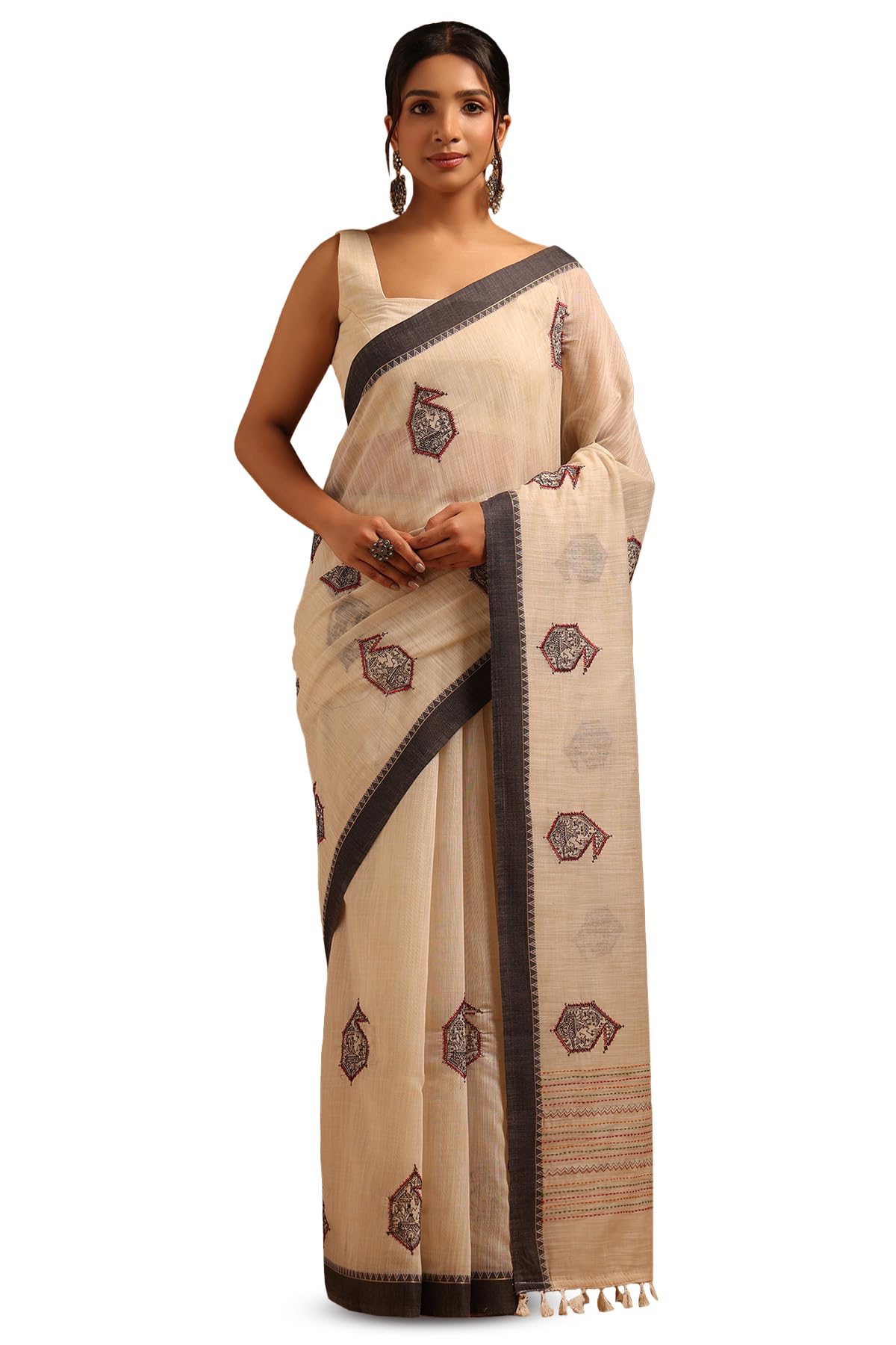 Soch Women Chanderi Warli Saree with Hand Embroidery