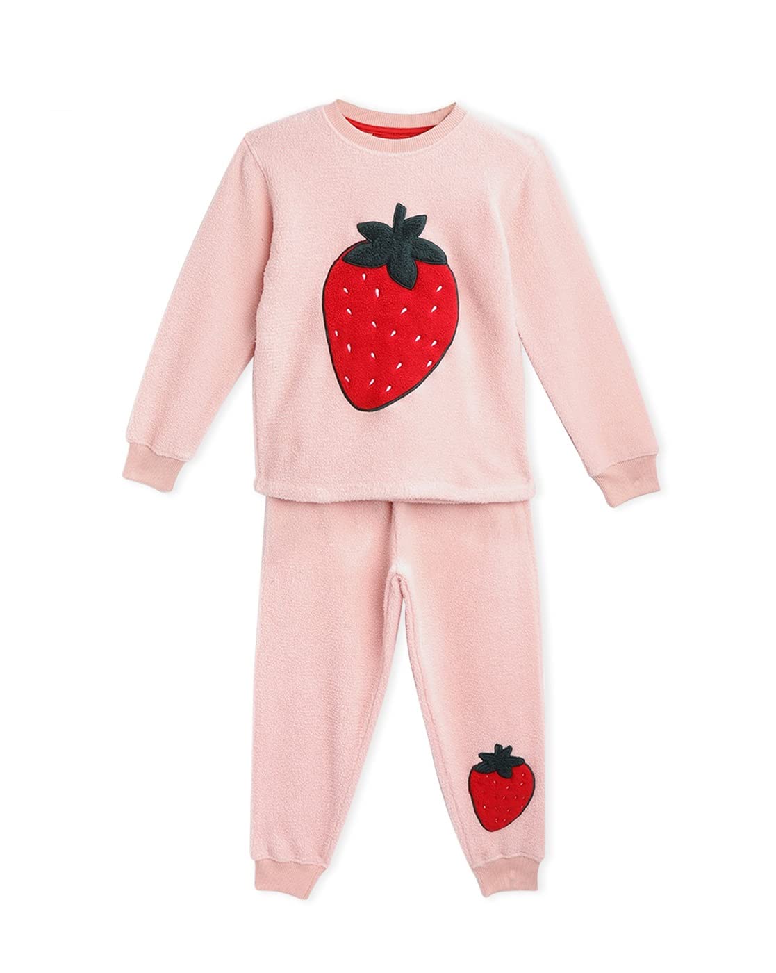 Cherry Crumble Kids Girls Round Neck Full Sleeve Winter Sleepwear Nightsuit Regular Pajama Set (WsNsuit2_Peach_1824 Months) 18-24