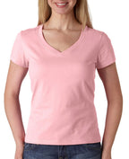Ladies Jersey Short-Sleeve V-Neck T-Shirt - DARK gRY HEATHER - S(D0102H78F02)
