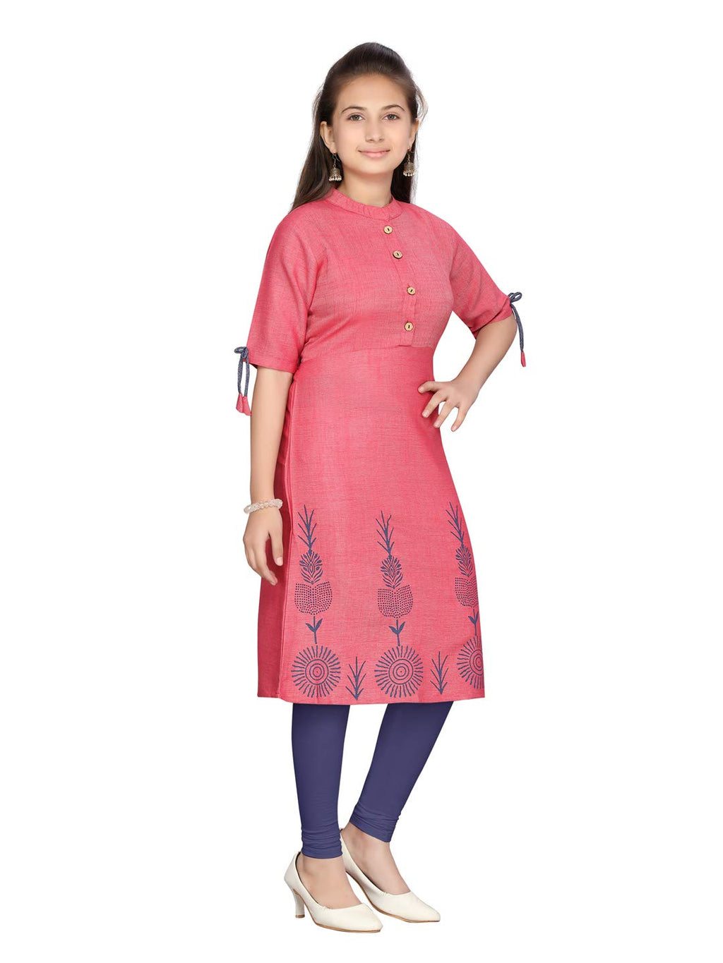 Aarika Girls Cotton Regular Tunic Shirt (KURTI-K-42_Red_40)