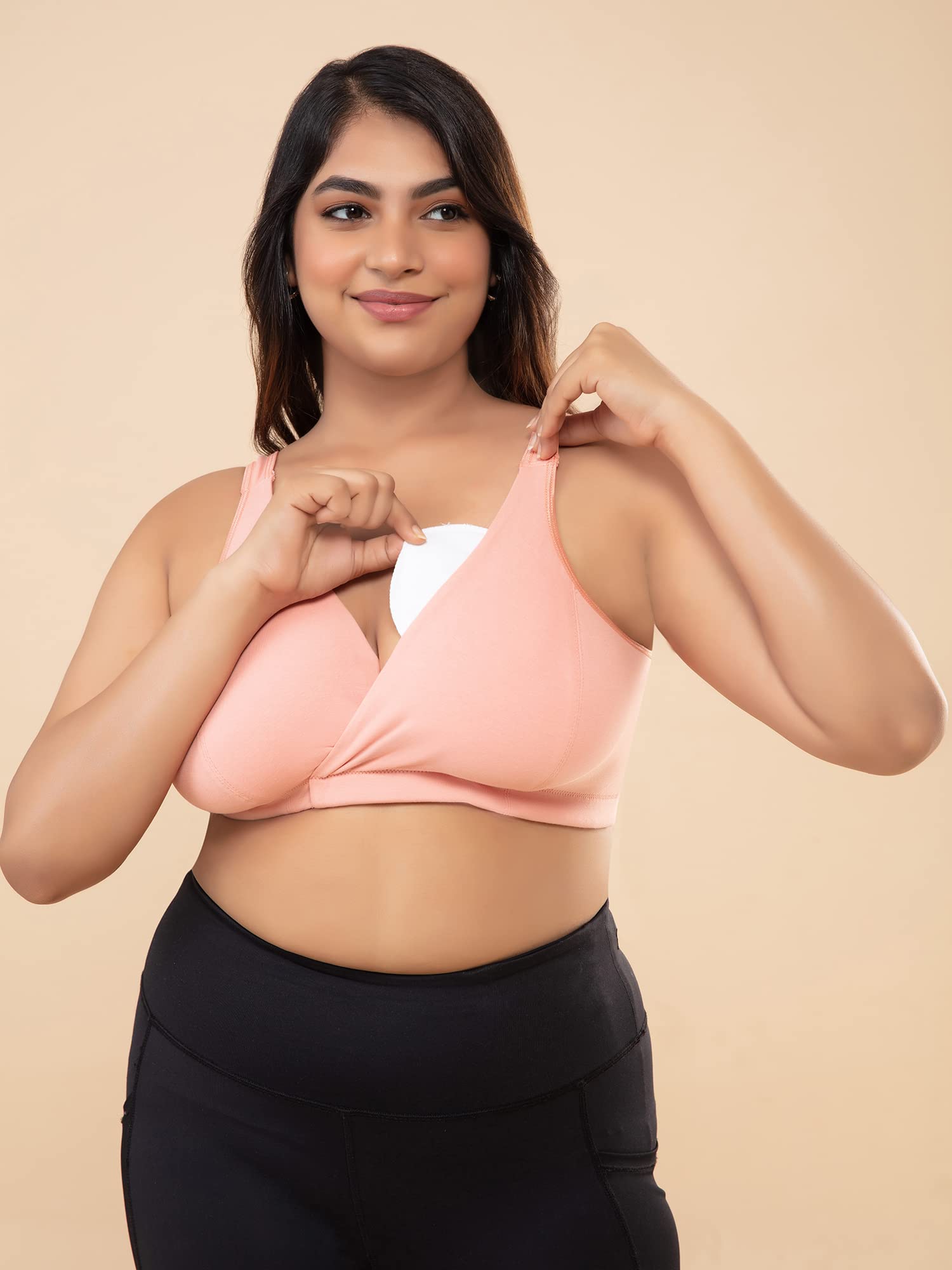 NYKD Cotton Maternity Bra for Women Nursing/Feeding - Non-Padded, Non-Wired, Full Coverage (with Adjustable Straps) Bra, NYB129,