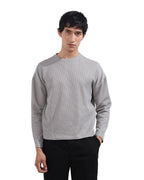 The Indian Garage Co Mens Boxy Textured Full Sleeves Crew Neck T-Shirt