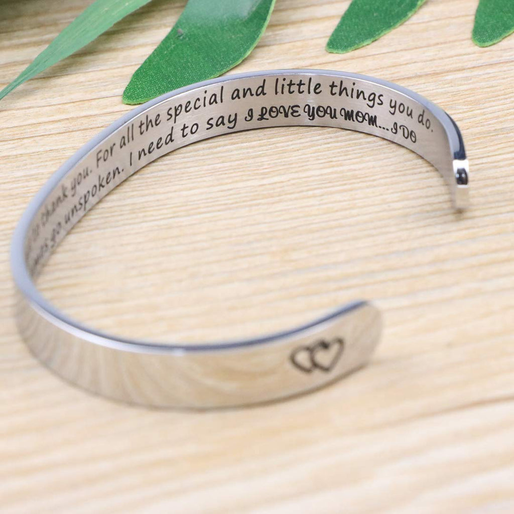 Bracelet for Mom Mothers Day Christmas Birthday Thanksgiving Day Gifts Cuff 316L Stainless Steel Inspirational Motivational Enco