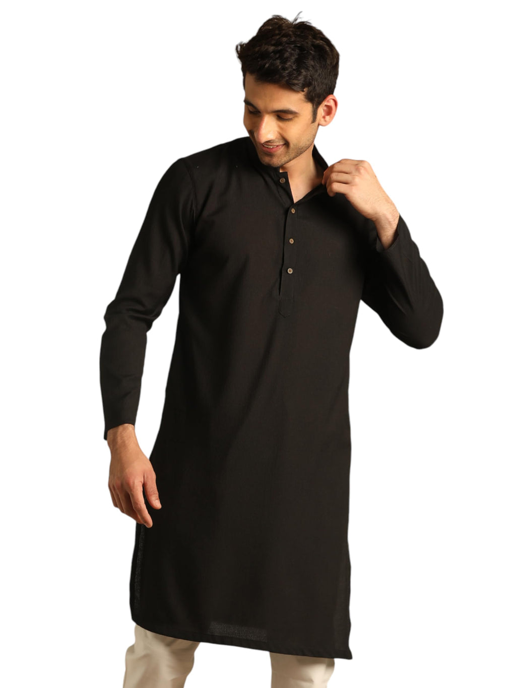 Manyavar Mens Casual Black Kurta (03XL)