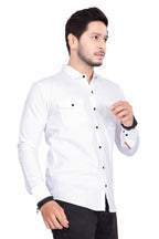 Rebelify MenS Cotton Shirt With Pockets Full Sleeves Spread Collar Solid Pattern Botton Down Closure Regular Fit And Standard L