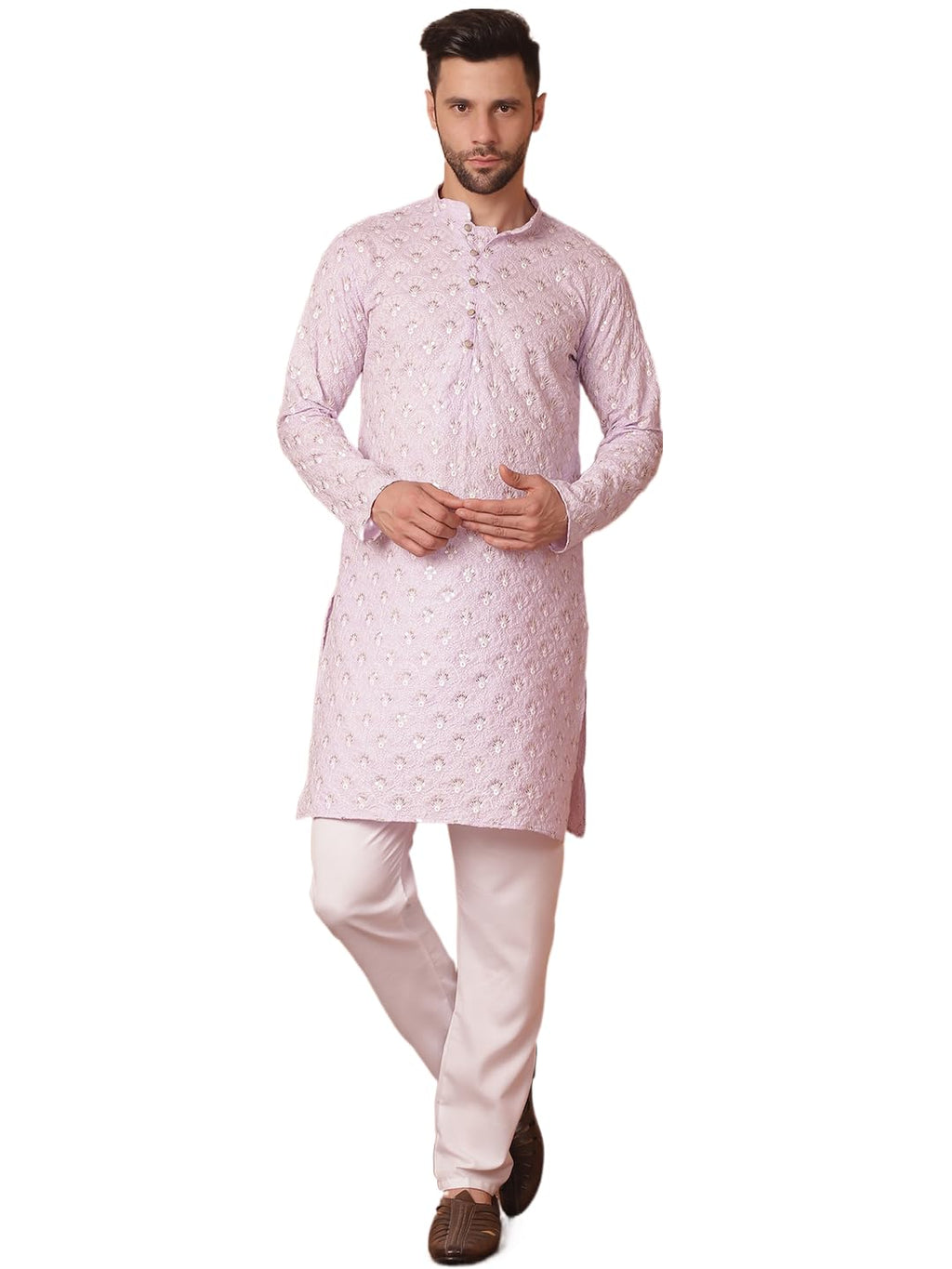 Jompers Mens Chikankari Pure Cotton Kurta Pyjama Set