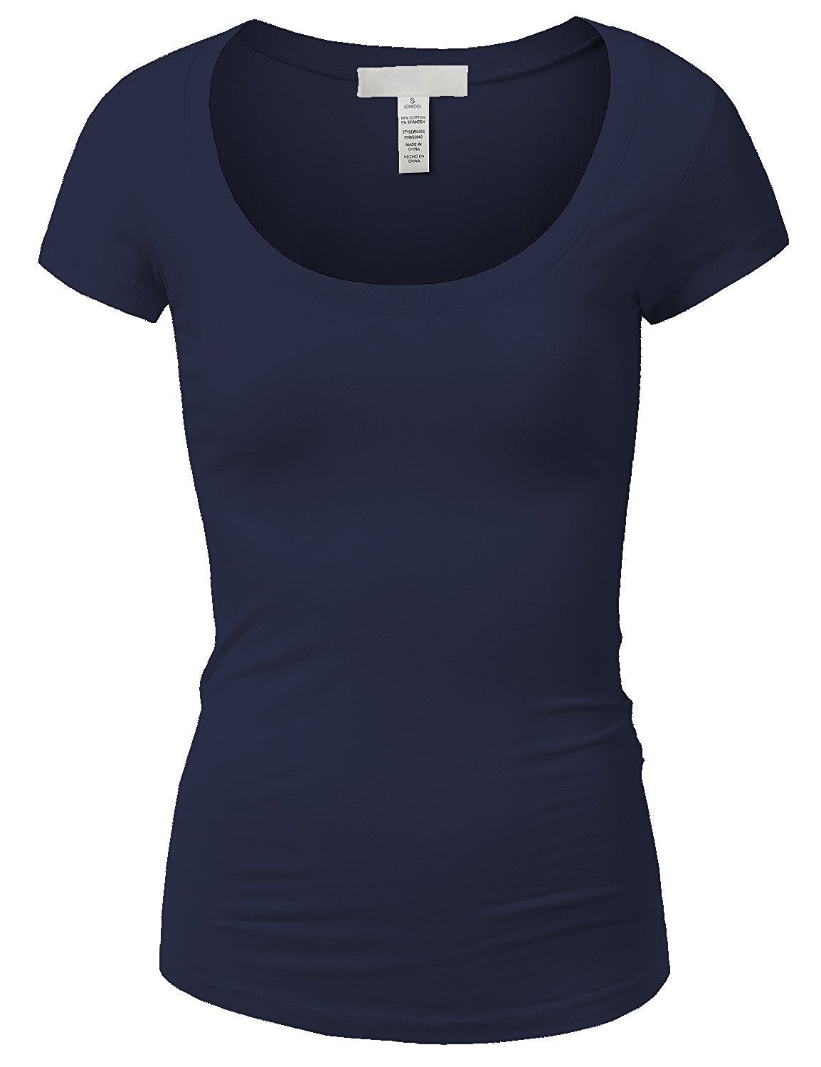 Emmalise Women's Short Sleeve Tshirt Scoop Neck Tee Shirt (2XL, Navy)