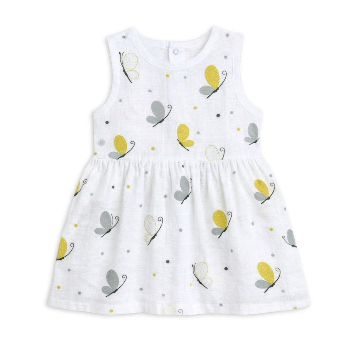 The Boo Boo Club Organic Cotton Frock For Girls | Soft Muslin Baby Dress | 1824 Months Toddler Summer Outfit | Sleeveless Knee 18-24