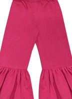 A.T.U.N. (ALL THINGS UBER NICE) Girls High Rise Regular Elasticated Waistband Casual Ruffle Pants Fuchsia