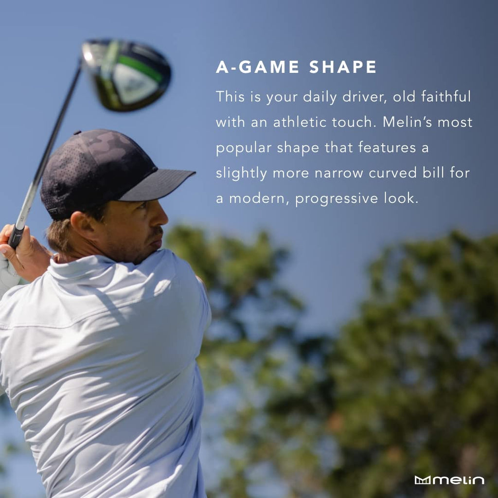 melin A-Game Hydro, Heather Ocean, Mens Performance Snapback Hats, Water-Resistant Fitted Baseball Caps for Men & Women, Golf, R