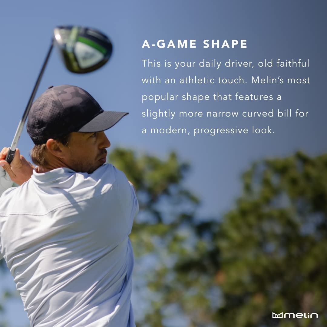 melin A-Game Hydro, Heather Ocean, Mens Performance Snapback Hats, Water-Resistant Fitted Baseball Caps for Men & Women, Golf, R