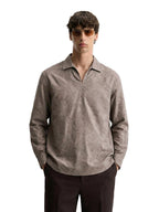 The Indian Garage Co Mens Relaxed Fit Textured Resort Collar Long Sleeves Resort Sweater