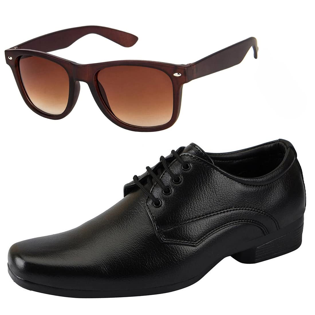 Vitoria Stylish Mens Synthetic Leather Black Formal Shoes with Free Unisex Sunglasses Brown Wyfer/Office Shoes/Suit Shoes/Dress 7