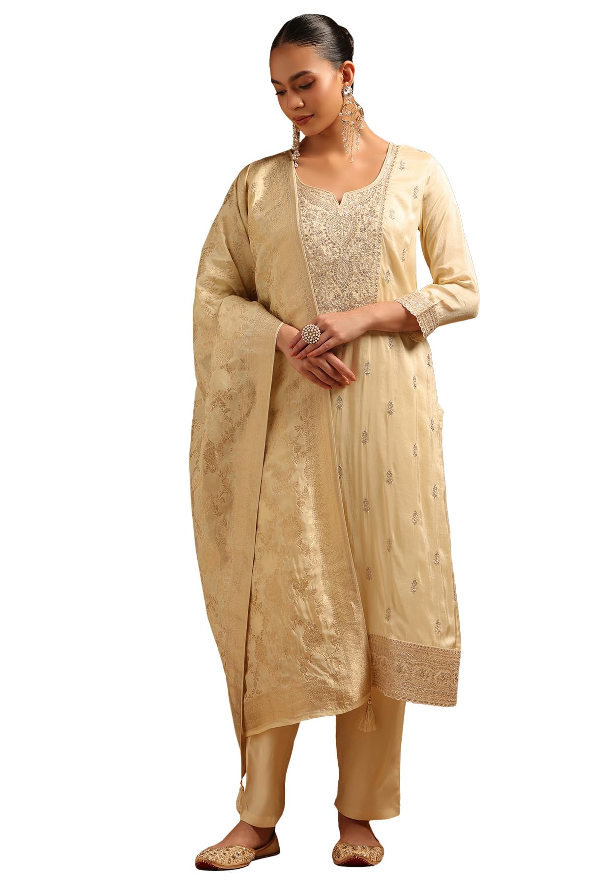Soch Women Dola Silk Embroidered Suit Set with Zari Embroidery and Sequin Details