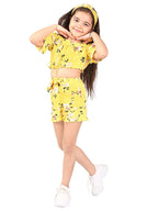 Naughty Ninos Girls Yellow & Mustard Pink Top With Shorts