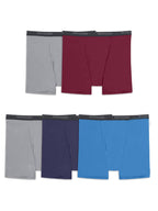Fruit of the Loom Men's 360 Stretch Boxer Briefs (Quick Dry & Moisture Wicking), 5 Pack-Grey/Red/Blue, 3X-Large Big