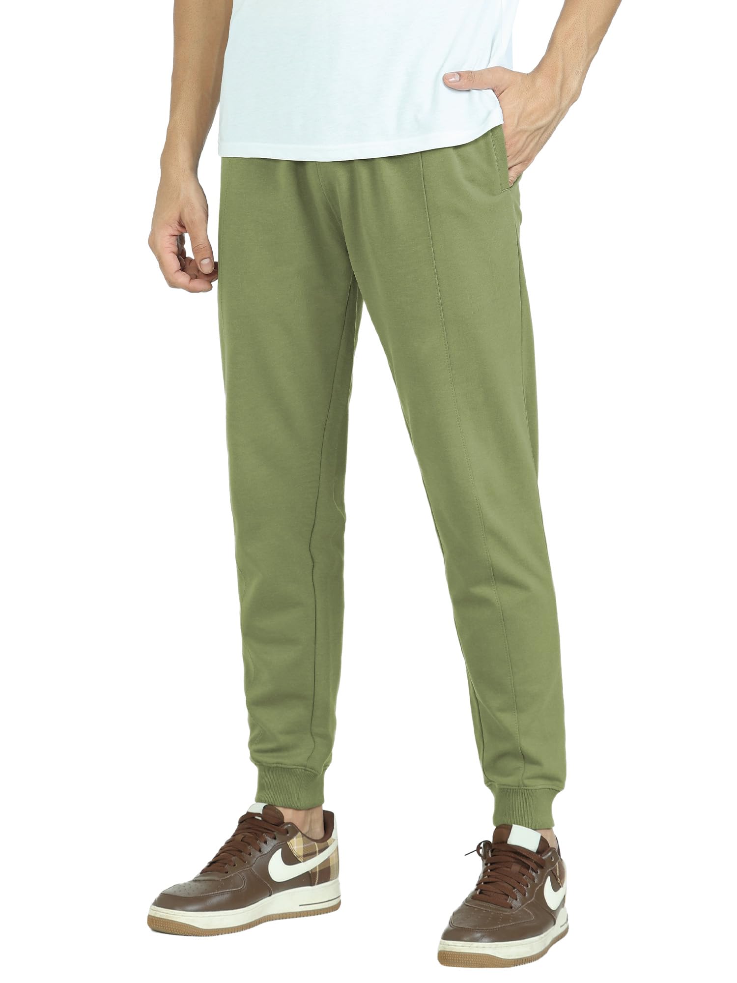 XYXX Mens Regular Track Pants (XY_Jog_R55_Olive Green