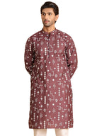 Jompers Mens Embroidered Silk Blend Straight Kurta