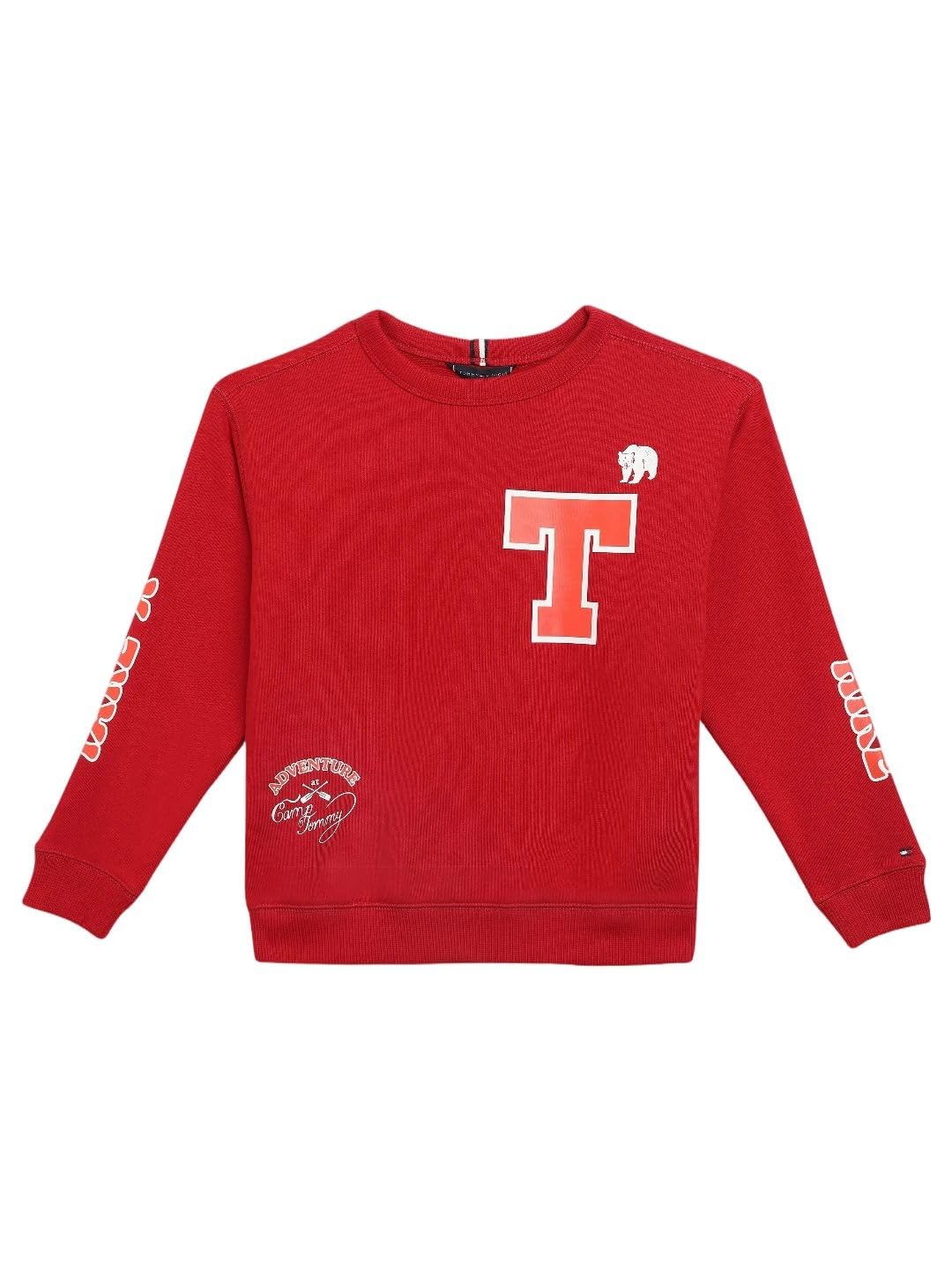 Boys Typographic Relaxed Fit Cotton Sweatshirt Red 16-17