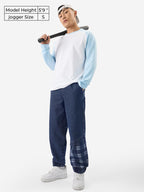 The Souled Store Urban Plaid Men and Boys Pull On Baggy Fit Cotton Denim Joggers Blue