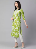 ANNI DESIGNER Womens Cotton Blend Chikankari Embroidered Straight Kurta (Zainab-Green-VGT_L_Green_Large)