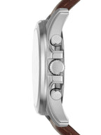 Relic by Fossil Men's Daley Multifunction Silver Stainless Steel and Brown Leather Band Watch (Model: ZR15794)