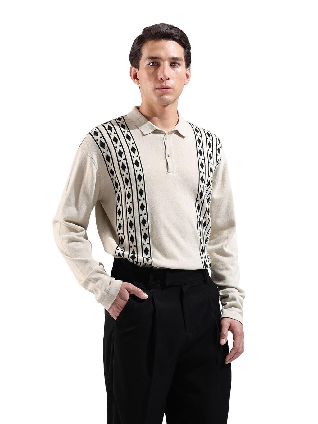 The Indian Garage Co Mens Oversized Textured Flatknit Full Sleeves Sweater